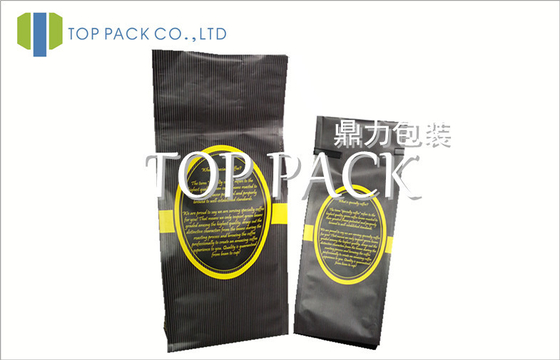 मैट Quad सील मुद्रित कॉफी पैकेजिंग बैग के साथ टिन टाई, बहुपरत टुकड़े टुकड़े में