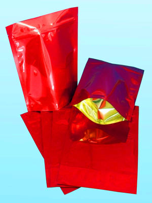 Ziplock और आंसू निशान के साथ हल्के लाल एल्यूमिनियम पर्ण खड़े हो जाओ पाउच