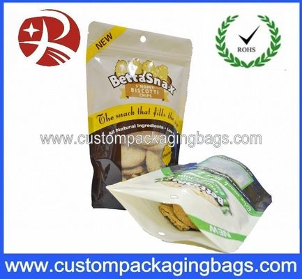 प्लास्टिक Ziplock बिस्कुट / कूकीज के लिए पाउच पैकेजिंग खड़े हो जाओ