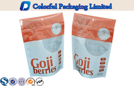 8oz Goji resealable प्लास्टिक खिड़की के साथ ज़िप थैली बैग खड़े हो जाओ