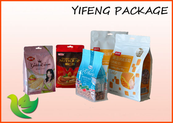 Recycable प्लास्टिक ट्रैक्टर सील बैग पैकिंग फ्लैट नीचे पाउच नाश्ते खड़े हो जाओ