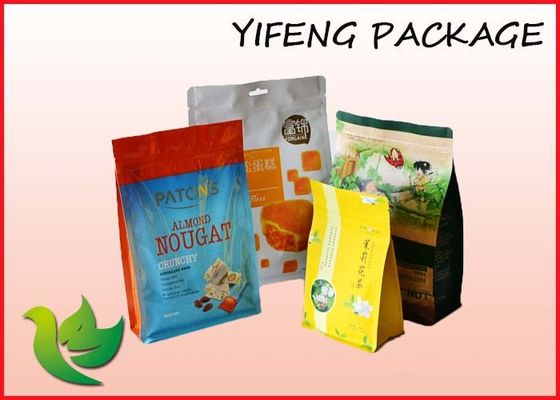 देख के पागल जलपान के लिए ज़िप के साथ खाद्य पैकेजिंग फ्लैट नीचे पाउच